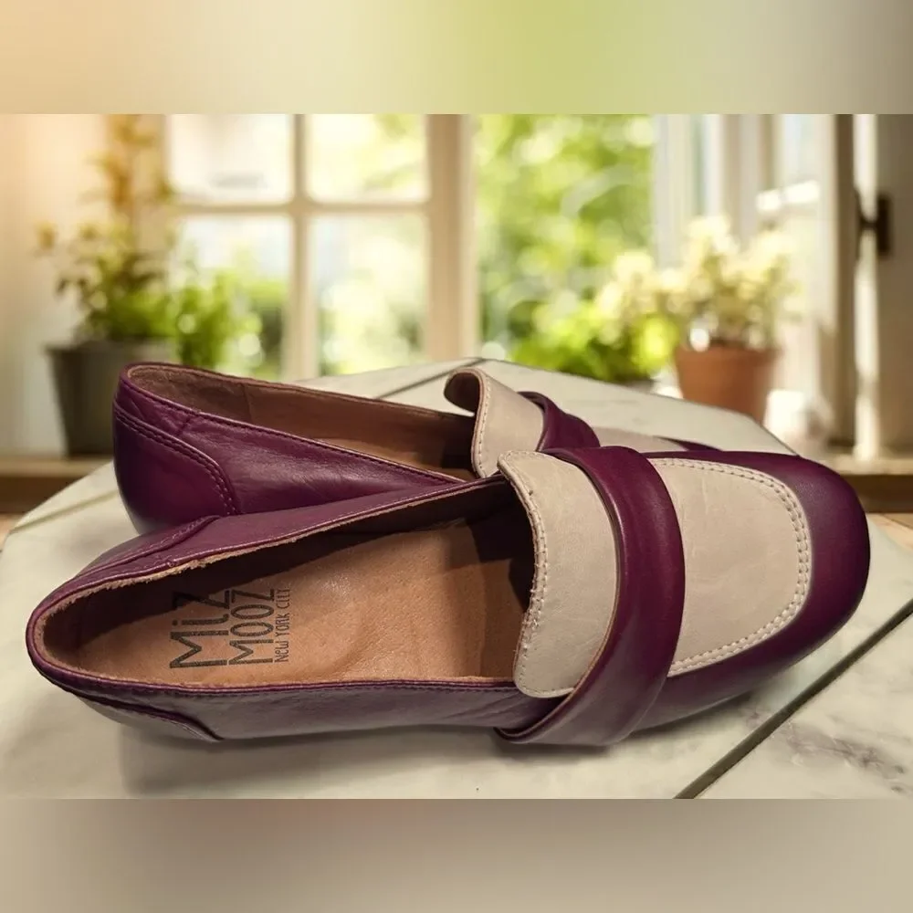 MIZ MOOZ  Bordeaux Leslee Leather Loafers Heel Womens EU 36